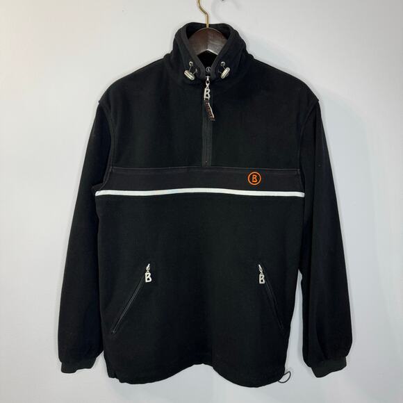 Bogner Black Fleece Pullover Sweatshirt Mock Neck 1/4 Zip Outdoor Sz M - Picture 1 of 16